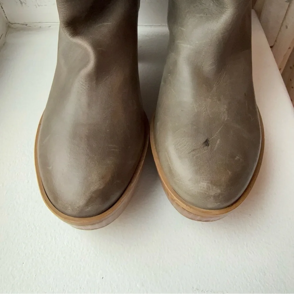 Maison Martin Margiela Paris Leather Sculptural Wood Heel Boots EU 38 Italy